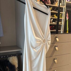 Elegant White Dress with Ring Detail